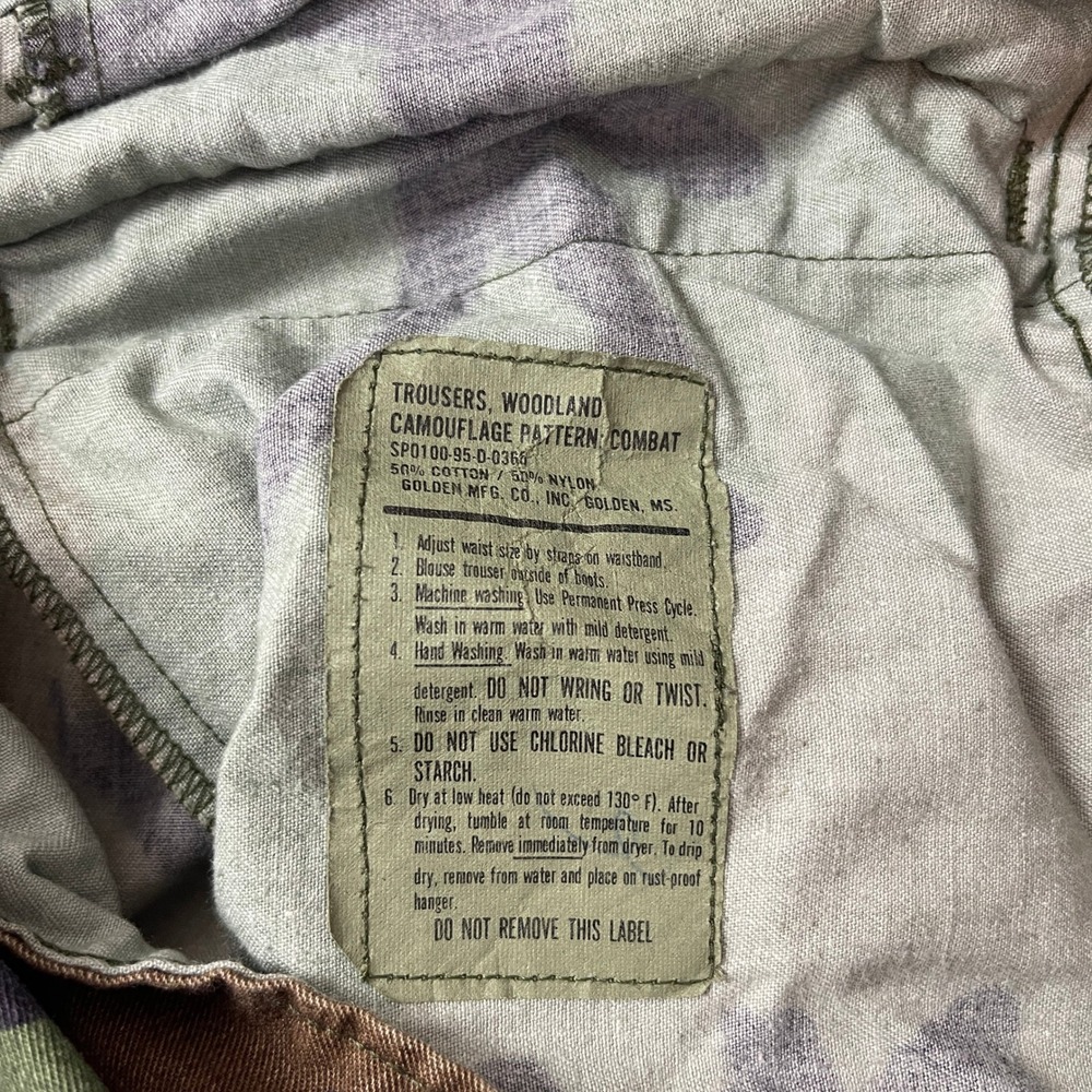 Military BDU Pants Mens Medium Short Green Brown Woodland Camo Cargo Canvas Gorp - Picture 4 of 10